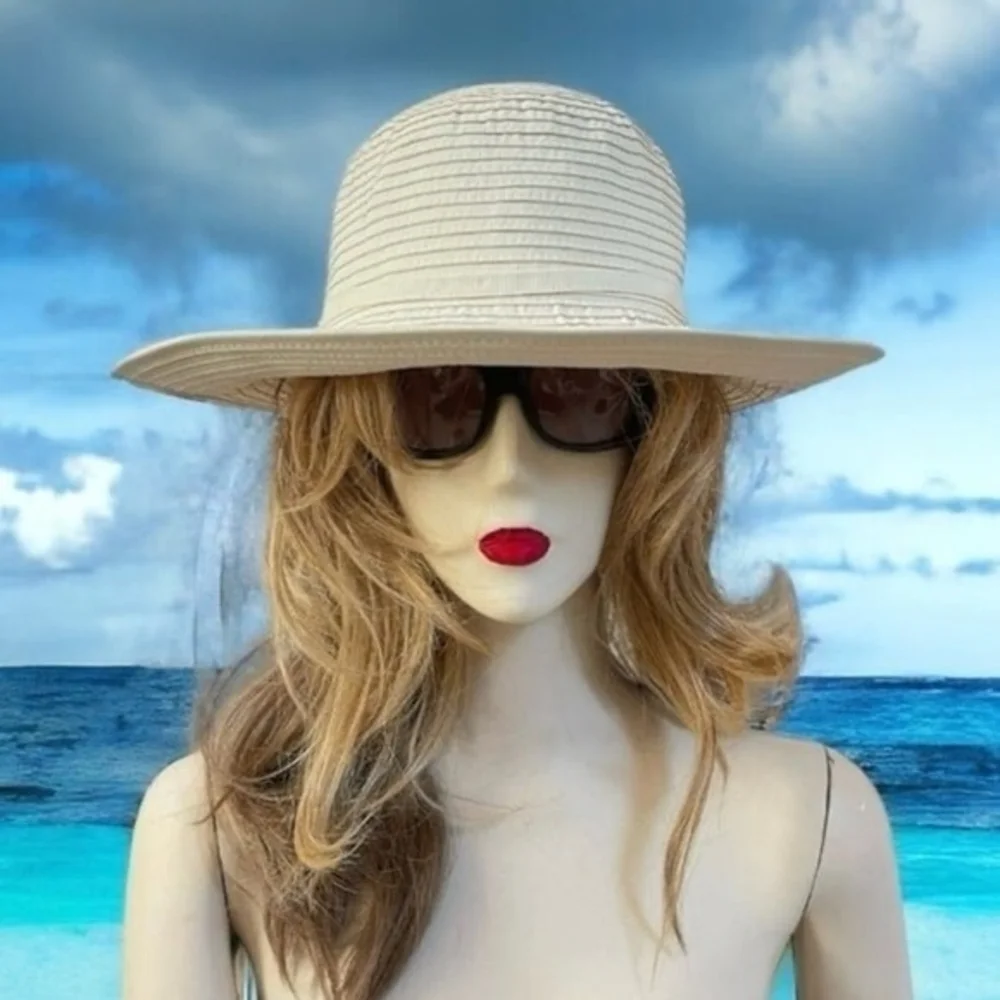 Vintage San Diego Hat Co Beige Bucket Hat Women's Sun Hat Polyester Beach NWT